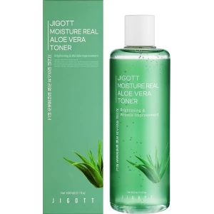 Изображение товара -  Тонер для лица с алоэ JIGOTT Moisture Real Aloe Vera Toner, 300 мл (8809541282508)