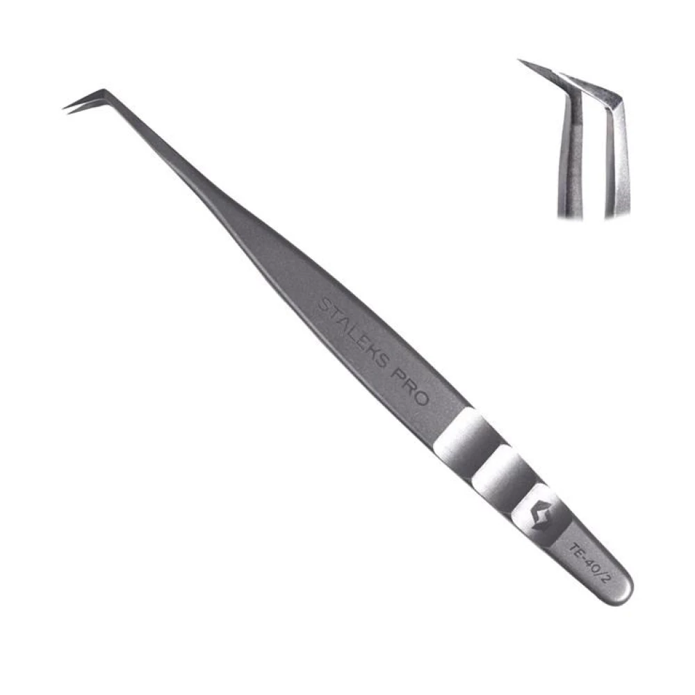 Профессиональный пинцет для ресниц Staleks Expert 40 Type 2 70°, 1 шт (4820121592613)