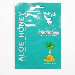 Изображение товара - Тканевая маска для лица Алоэ-Мёд Top Beauty, 25 мл (4820185226547)