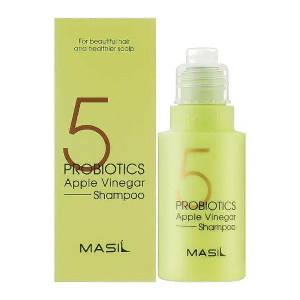 Мягкий бессульфатный шампунь с пробиотиками и яблочным уксусом Masil 5 Probiotics Apple Vinegar Shampoo, 50 мл