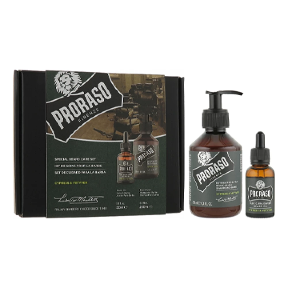 Подарунковий набір для бороди Proraso Cypress & Vetyver O+S , 2 шт (8004395007479)