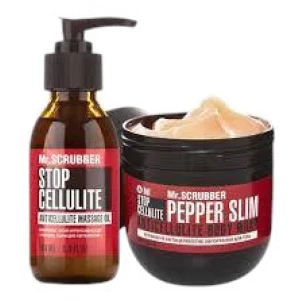 Изображение товара - Антицеллюлитное согревающее обертывание + Массажное масло Mr. Scrubber, 2 шт (4820200331171)