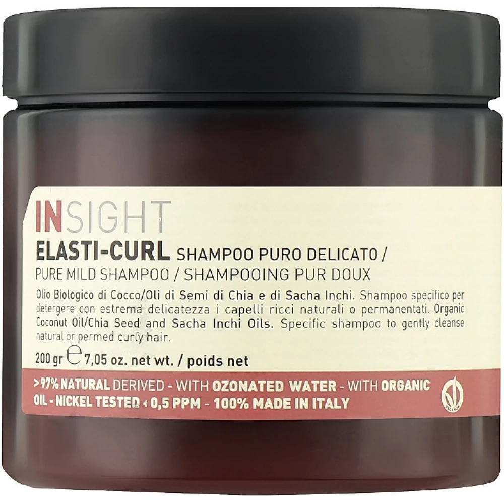 Мягкий шампунь для кучерявых волос Insight Elasti-Curl Pure Mild Shampoo, 200 г (8029352357558)