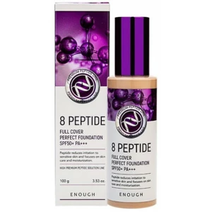 Изображение товара -  Тональный крем для лица Enough 8 Peptide Full Cover Perfect Foundation SPF 50+ PA+++ 21, 100 мл