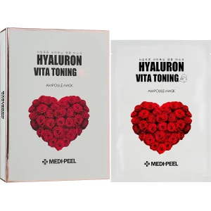 Изображение товара -  Тонизирующая ампульная маска Medi-peel Hyaluron Vita Toning Ampoule Mask, 30 мл (8809409343617)