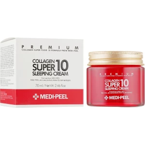 Изображение товара -  Ночной крем для лица с коллагеном Medi-peel Collagen Super10 Sleeping Cream, 70 мл (8809409342382)